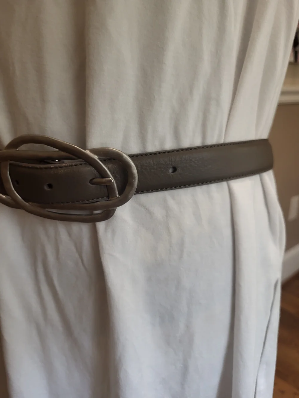 J. Jill Brown Leather Belt with Silver Double-Loop Buckle